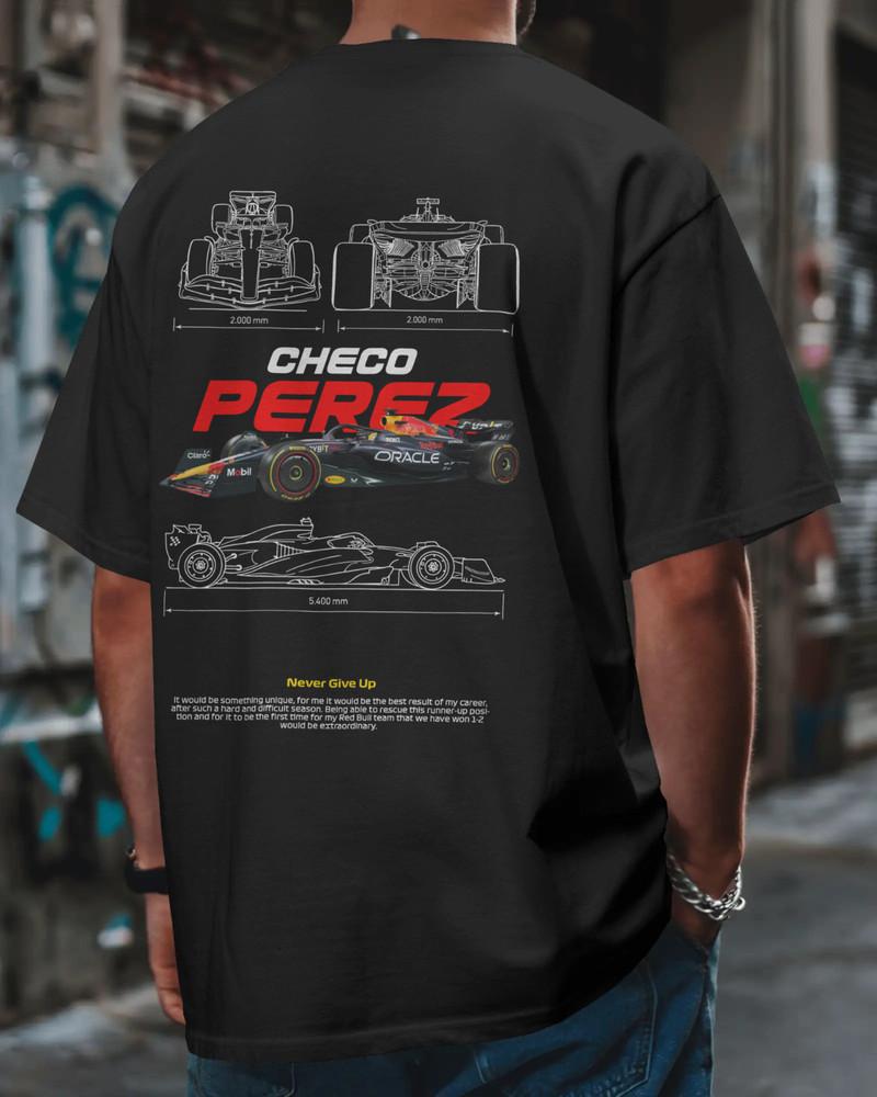 

Checo Pérez Fan Art T-Shirt F1 Racing Graphic Unisex Tee XL