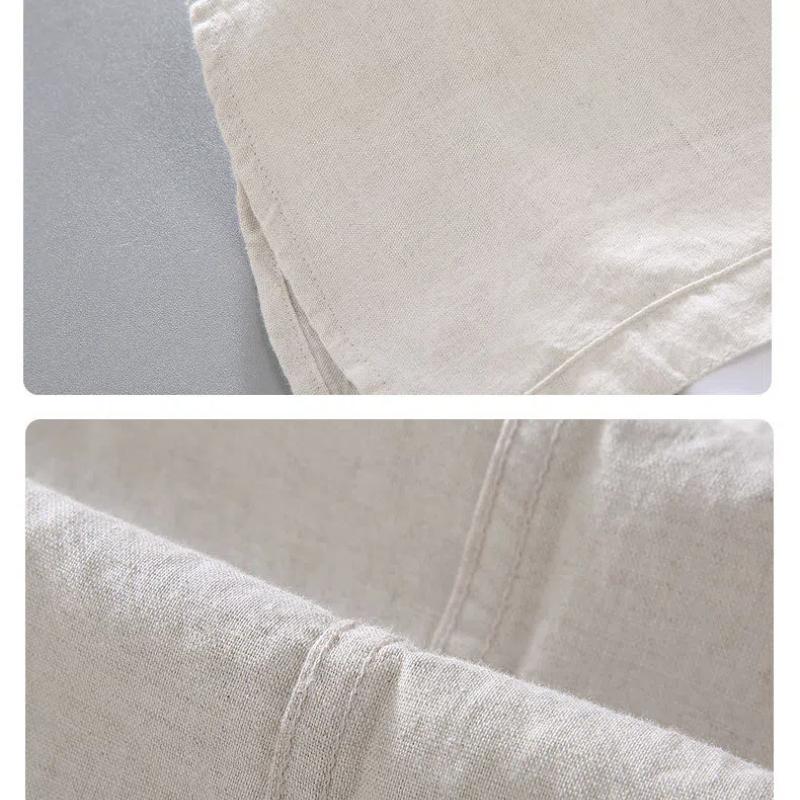Cotton Linen Summer Shirt Japanese Style Men's Short Sleeve Shirt Beach Men Tops Square Pocket Blue Button Shirt Daily Causal Shirt
