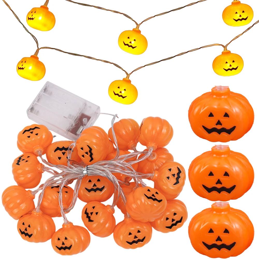 LED Halloween Pumpkin Lantern String Battery Powered Plastic Lantern String Halloween Home Party Garden Outdoor Decoration Light