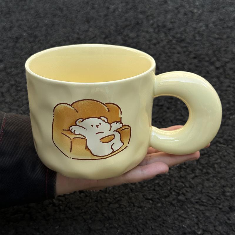 Cute cute mug birthday gift girl gives girlfriend creative practical cup large capacity ceramic cup with lid