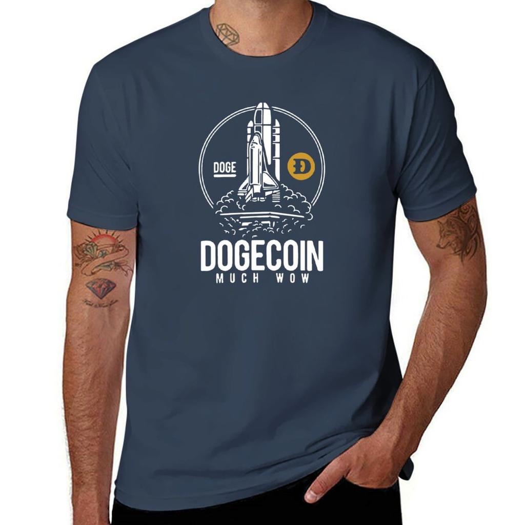 Dogecoin Rocket To The Moon T-Shirt Man T Shirt Cotton High Quality Man T Shirt Luxury Anime T Shirts for Man T-Shirt