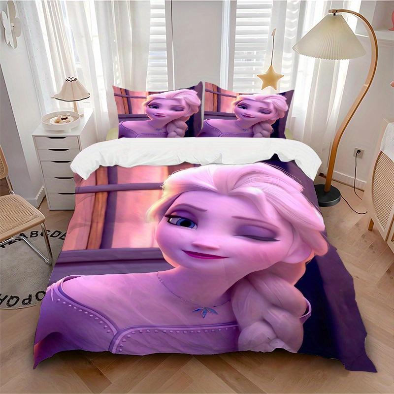 3pcs Lovely Princess Elsa Bedding Set - 1 Soft Quilt Cover + 2 Pillowcases, Machine Washable - Suitable for All Seasons, Perfect Gift for Family