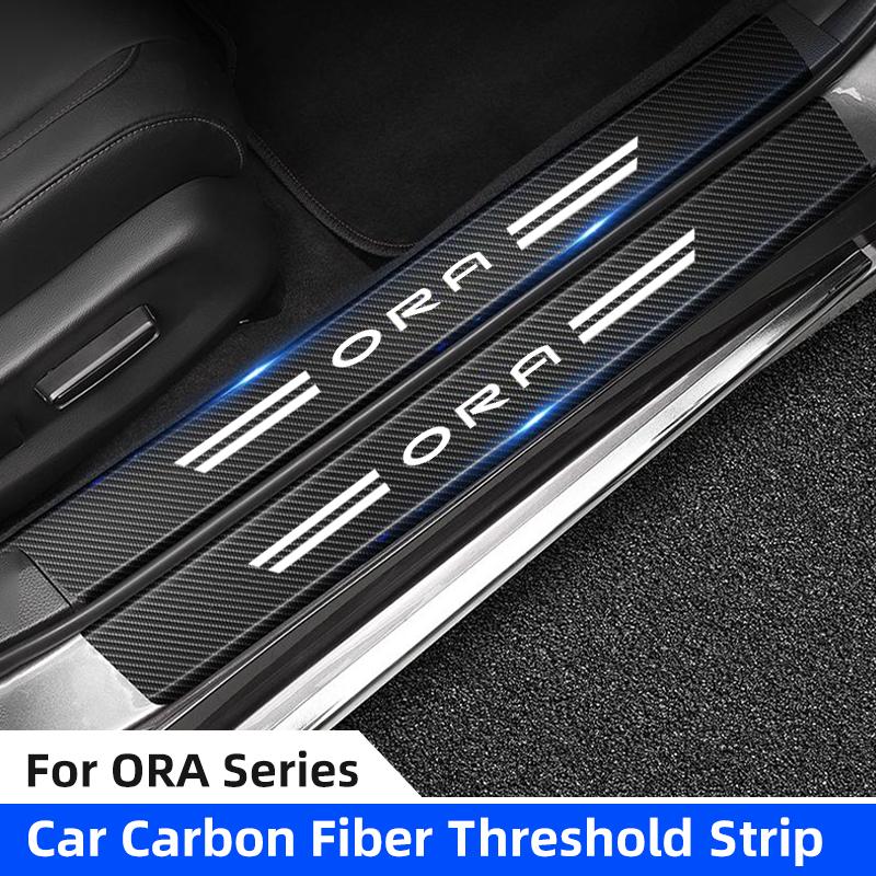 Carbon Fiber Car Door Sill Sticker Auto Door Threshold Protector Strip For Greatwall Ora Cat GT Ballet 07 Funky Cat Iq K-Car R2