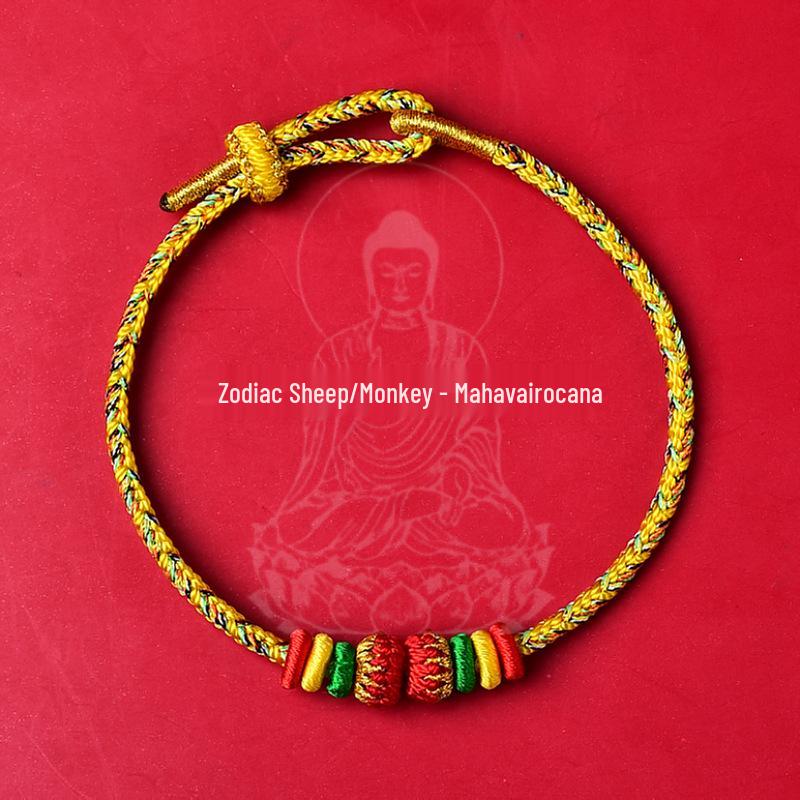 Women's Putuo Mountain Red String Bracelet - Gold Hand-Woven Good Luck Benming Year Buddha Hand Rope Gift