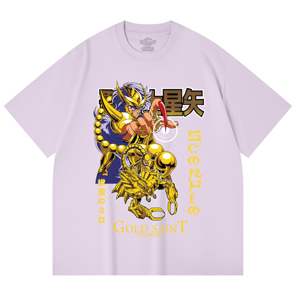 230 Gsm 100% Cotton Saint Seiya V24 Scorpio Print Unisex Heavy Cotton T Shirt