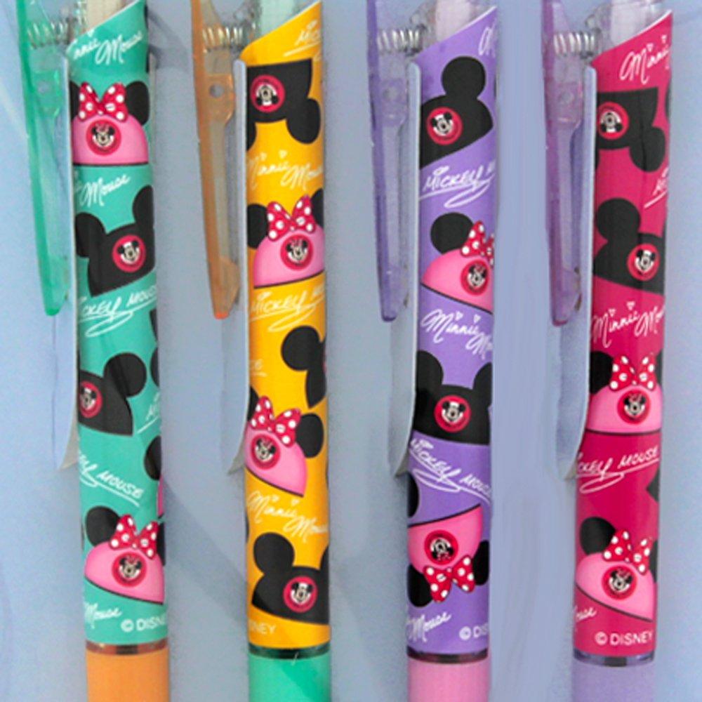 Set of 4 Ballpoint Pens Featuring Mickey and Minnie Mouse Featuring Ear Hats and an Cute Disney Stationery Designs, All-over Print.