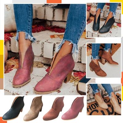 Botas de cowboy para mulheres, sapatos romanos plissados, moda, botas curtas e grossas de salto grosso
