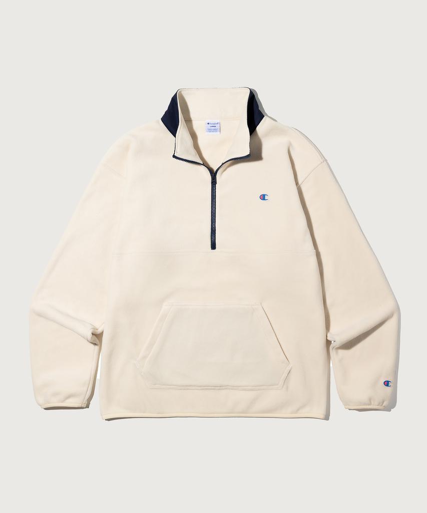 Champion Heritage Polartec Loose Fit Half Zip Fleece Ecru