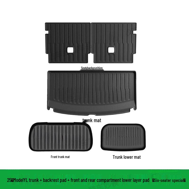 Tesla Model Y 25-Piece TPE Mat Set: Foot Pads, Backrest, Trunk, Front & Rear Storage Mats