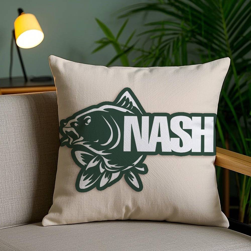Match With Wild Fishing Prints Nash Pillow Case Anti-dustmite Pillowcase Invisible Zipper Silky Short Plush Sofa Cushion Cover