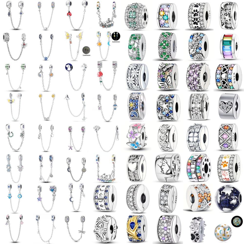 2026Hot Selling 925 Silver Blue Palm Eye Safety Chain,Butterfly,Dog Paw Clip,Original Bracelet DIY Accessories Exquisite Jewelry