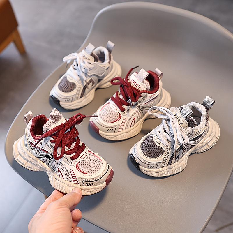 Kids Mesh Breathable Sports Shoes Boys Girls Soft Sole Casual Dad Sneakers For Big Children