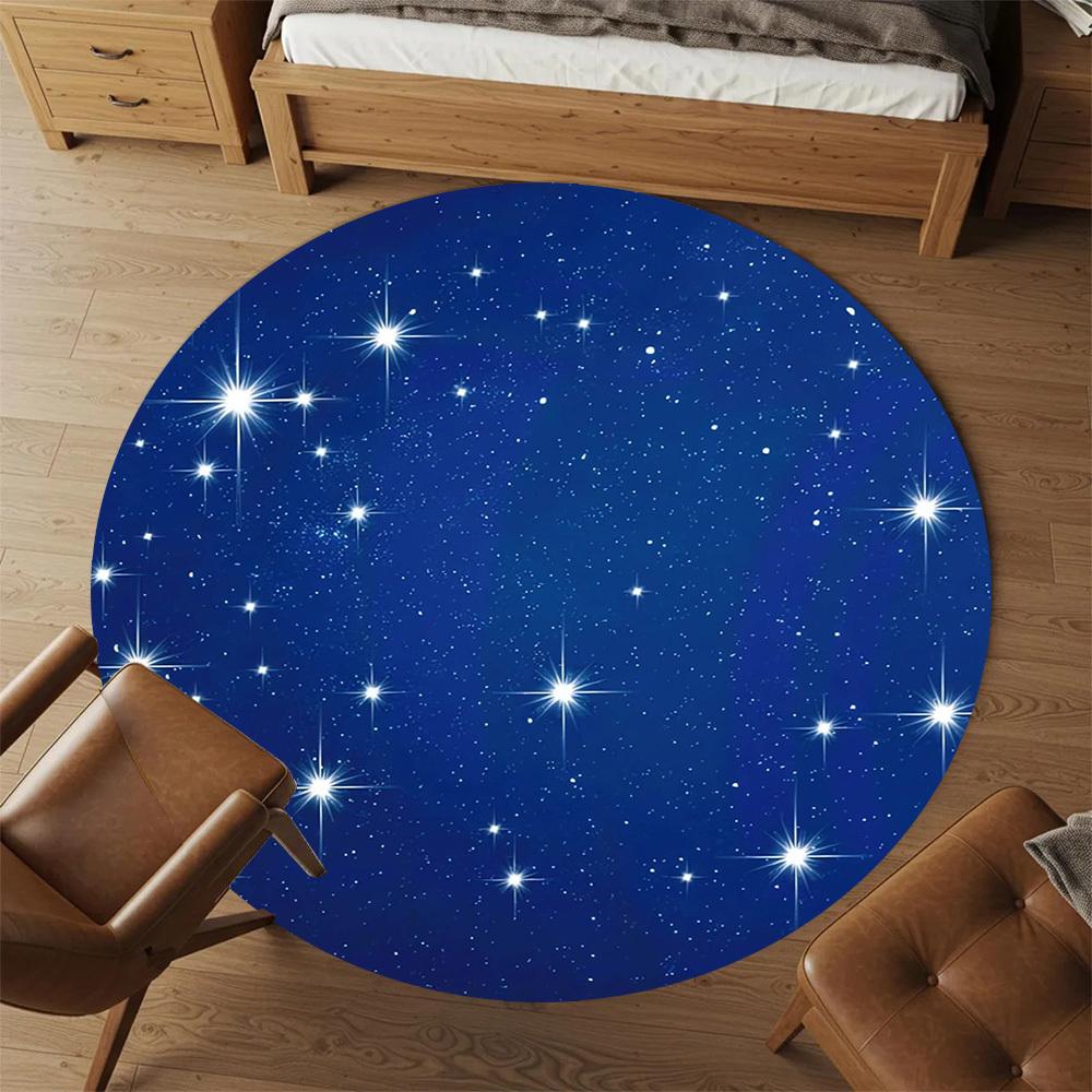 1pc Starry Sky Round Chair Mat Area Rug - Non-Slip, Floor Mat for Office, Bedroom, Home Decor Christmas Gift P0811314
