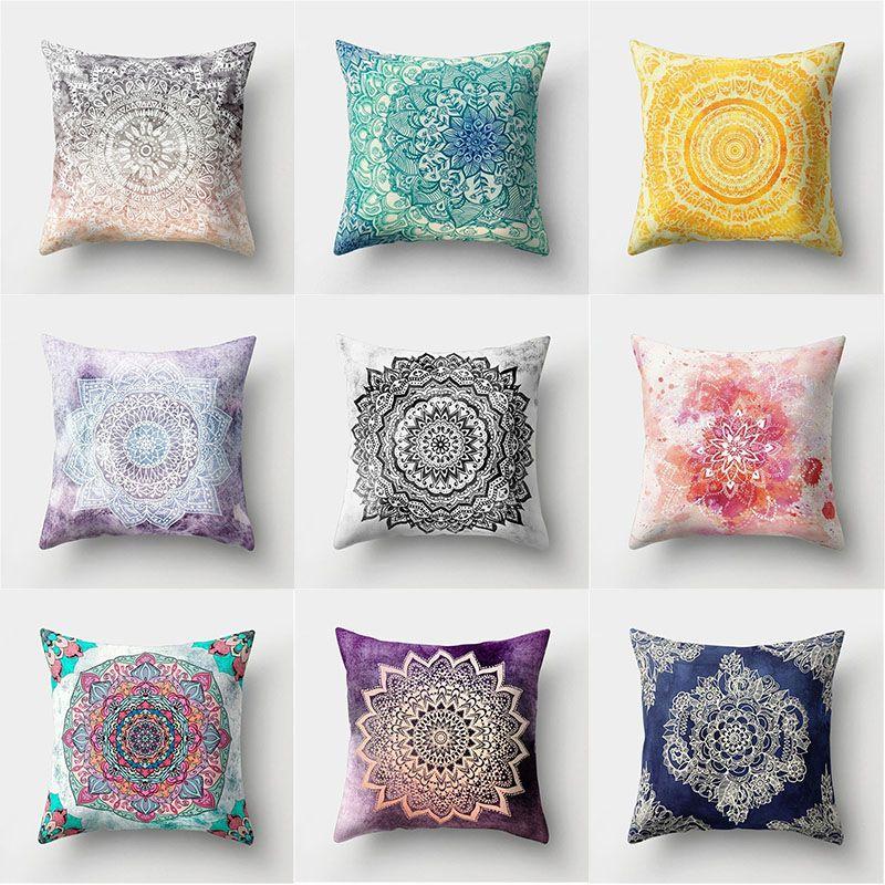 Elegant Boho Mandala Flower Square Cushion Cover For Stylish Home And Car Decoration