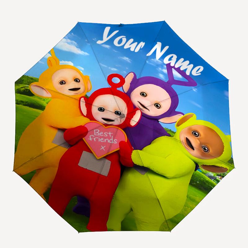 Personalized Name T-Teletubbies Print Umbrella - Automatic Open/Close, Eight-Rib Durable Frame, Automatic Folding Umbrella