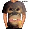 Men's Fun Monkey Lip Printed T-shirt, Orangutan Imitation Gorilla 3D Printed Clothing, Boys' Short Sleeved Unisex Top