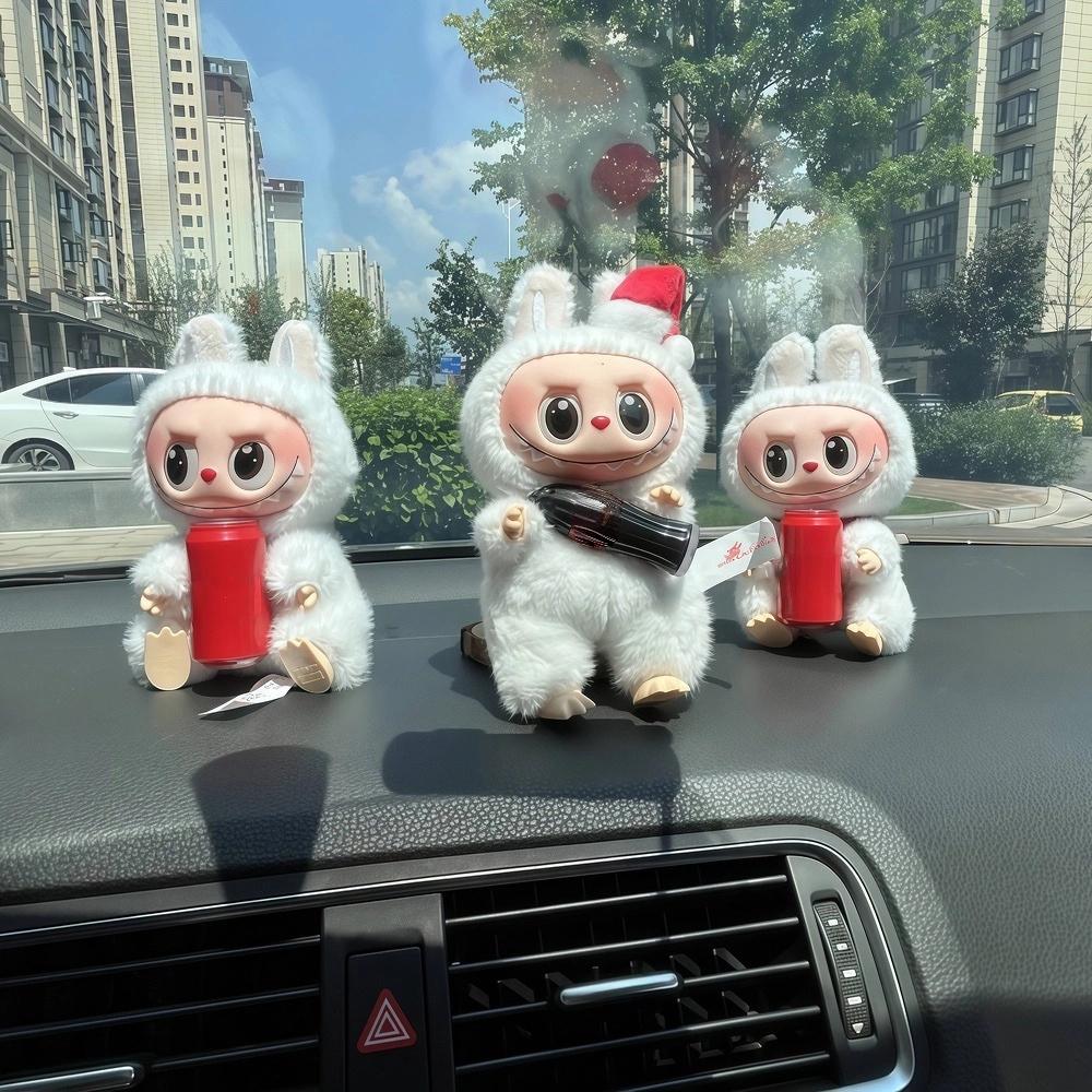 LABUBU G3 Vintage Bottle Car Charm 1:1 High Quality Replica Premium Vinyl Auto Decor Mirror Dashboard Vent Clip Ornament Safe Driving Collectible Gift