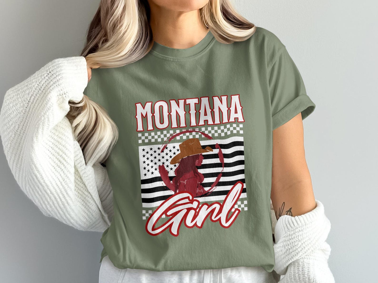 Montana Girl T-Shirt, Western Cowgirl State Pride Tee, Rustic Mountain Comfort Colors 4XL