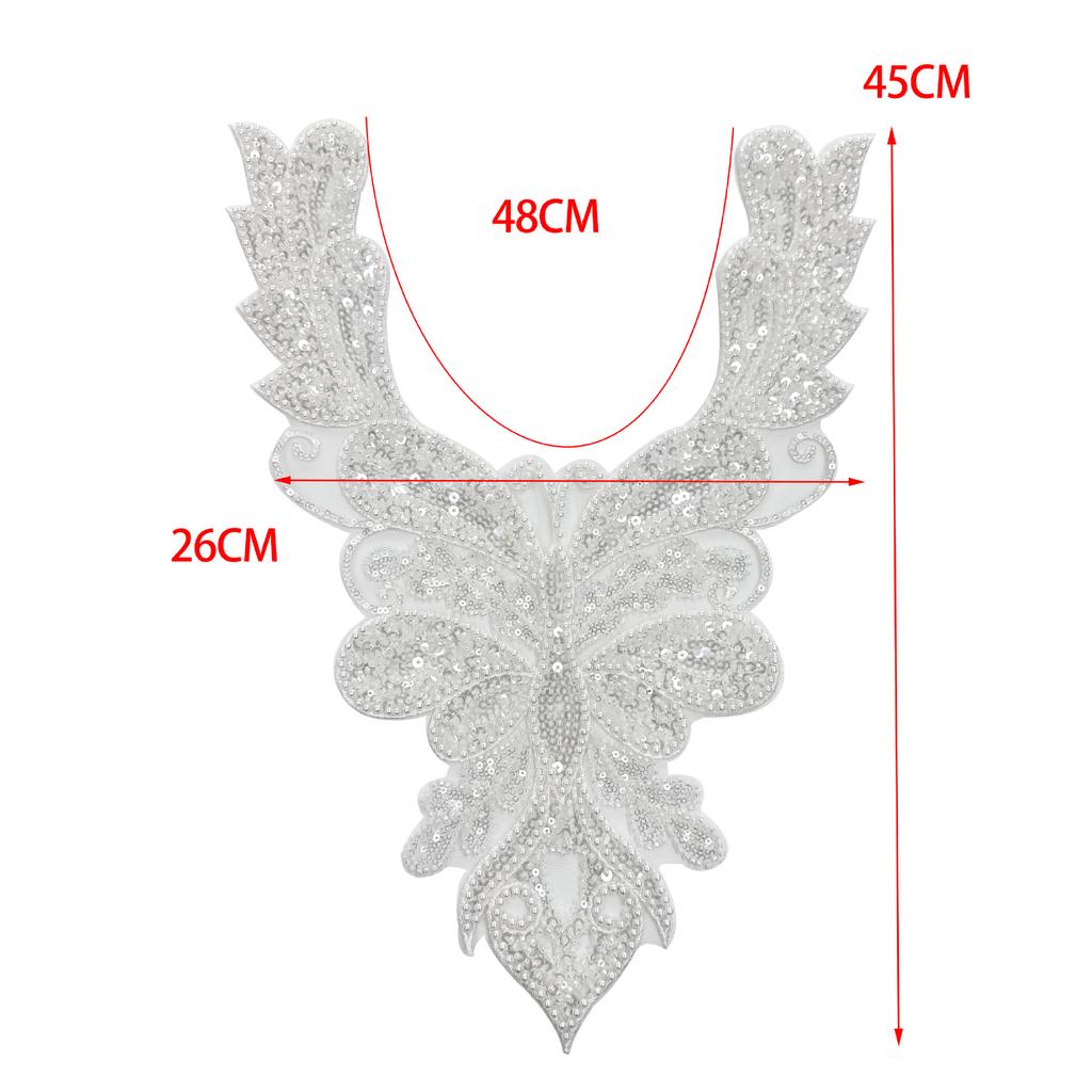 Wedding Dress Decorative Accessories Flower Stickers White Lace Butterfly Beaded Embroidered Sequined Placket Collar Diy Jewelry