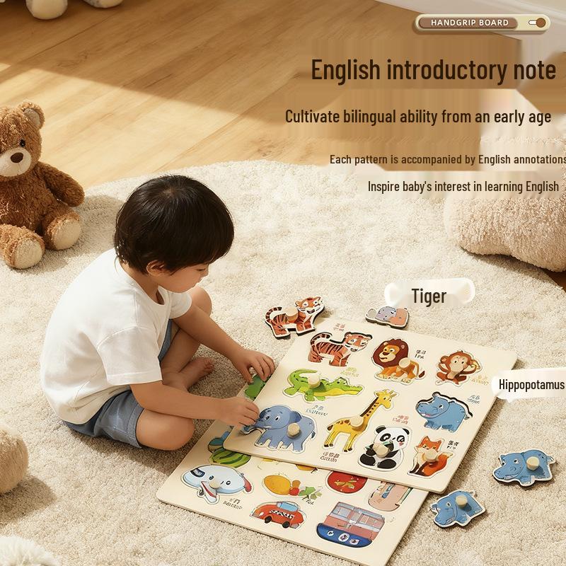 Montessori Cognitive Animal & Transport Puzzle Board for Kids