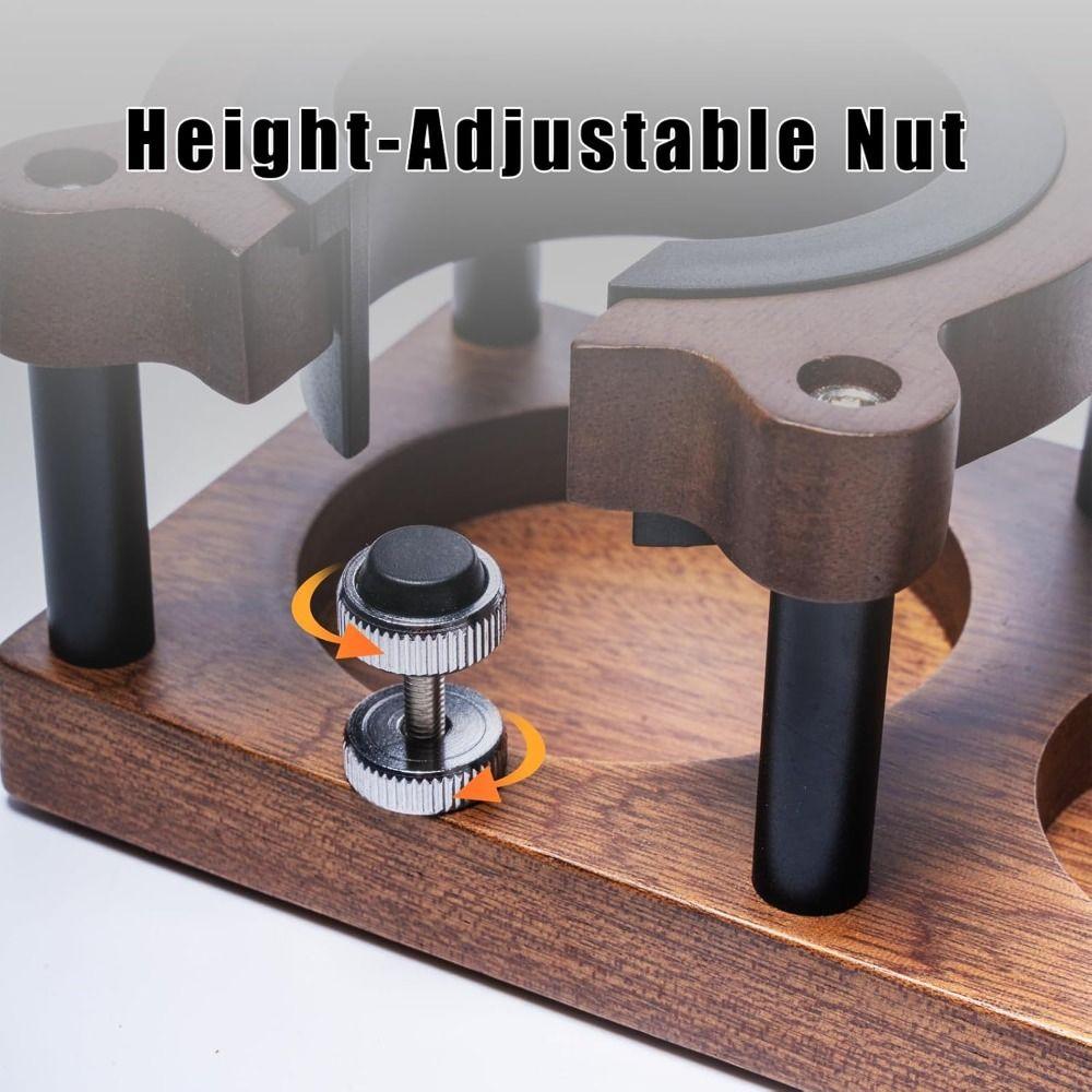 Solid Wood Espresso Tamping Station 51-58mm Adjustable Height Portafilter Holder Non-Slip Coffee Tamper