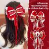 Red Bow Ribbon Hair Clip Tassel Hanfu Hair Ornamen Cute New Year Hairpin  Festival