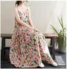 Übergröße Damen Druck Splicing Langes Kleid Neckholder Locker Großer Schwung Kuchenkleid