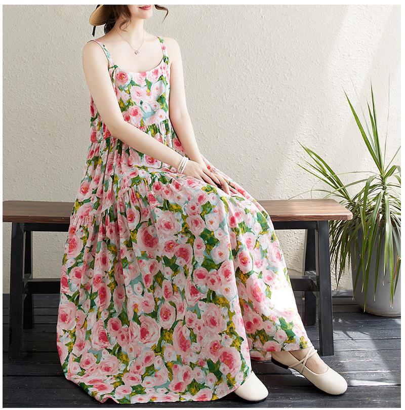 Übergröße Damen Druck Splicing Langes Kleid Neckholder Locker Großer Schwung Kuchenkleid