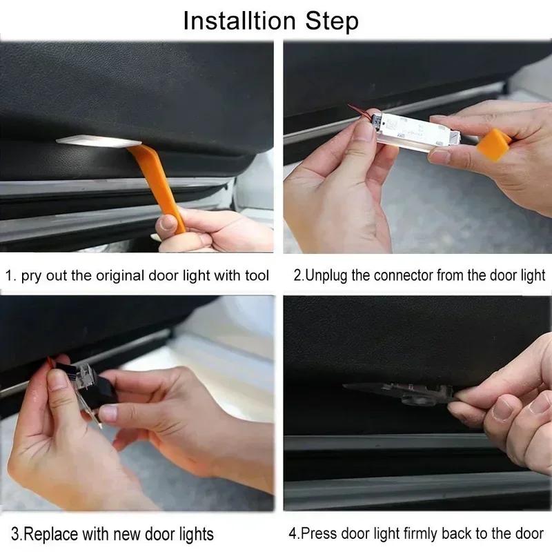 For Audi 2pcs Car HD Projector Lamp LED Door Welcome Light Sline Quattro RS S4 S5 S6 S7 S8 A3 A4 A5 A6 A7 A8 Q7 RS5 RS6 RS7
