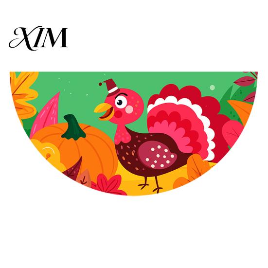 Autumn Garden Decor Fall Bunting Fan Flag for Outside, 1.5 X 3ft Turkey Pumpkin Maple Harvest Theme Yard Decorations Leaf Pattern Hanging Banner,