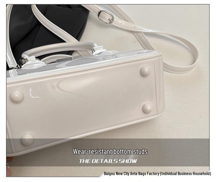 Women's 25th Anniversary Glossy Solid Color Bowling Handbag - Versatile Shoulder & Crossbody Bag