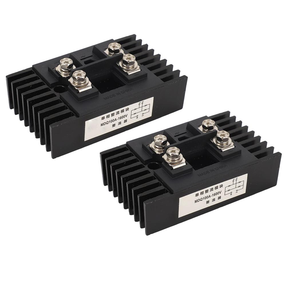2Pcs Single Phase Bridge Rectifier 100A 1600V 4 Terminals Current Conversion Module Waterproof