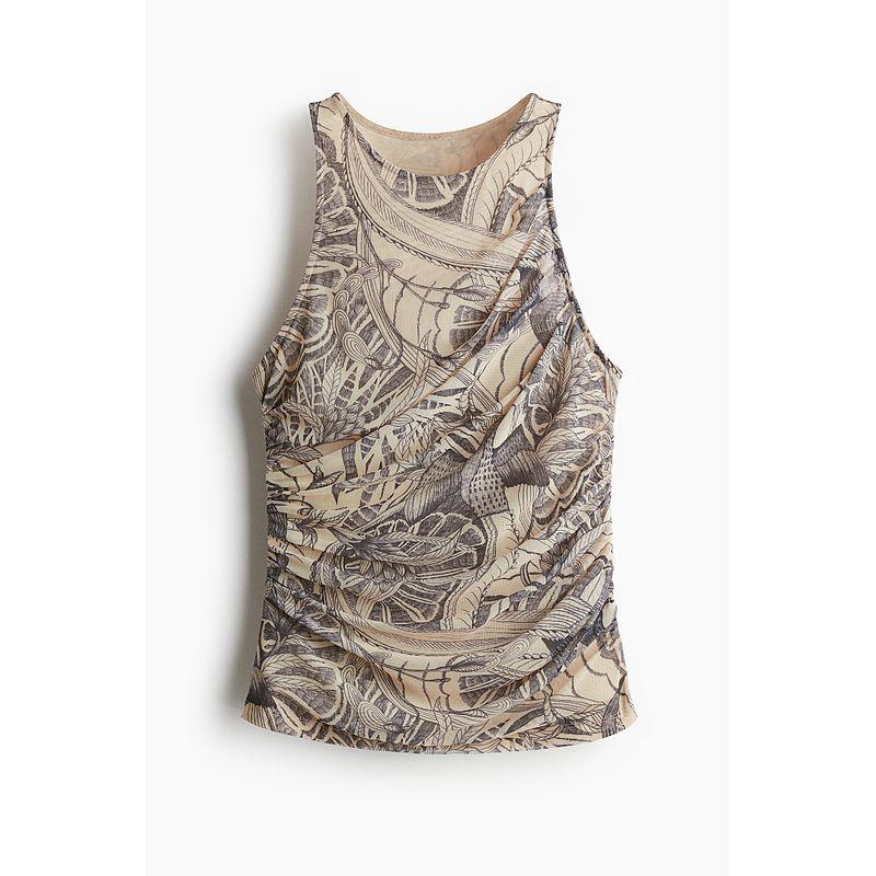 

Женская майка HM 2025 Лето Новое поступление Драпированная сетчатая майка 1301092