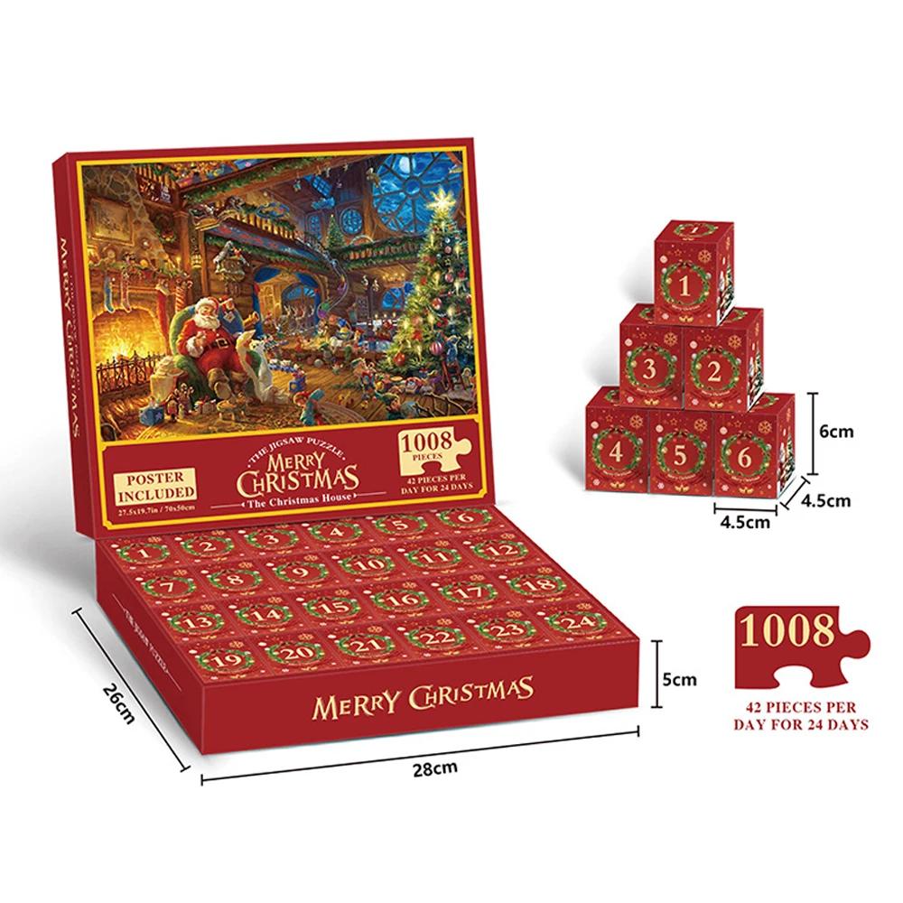Advent Calendar 2026 Christmas Jigsaw Puzzle, 24 Boxes 1008 Pieces Xmas Countdown Calendars Puzzle For for Boys, Girls, Teens