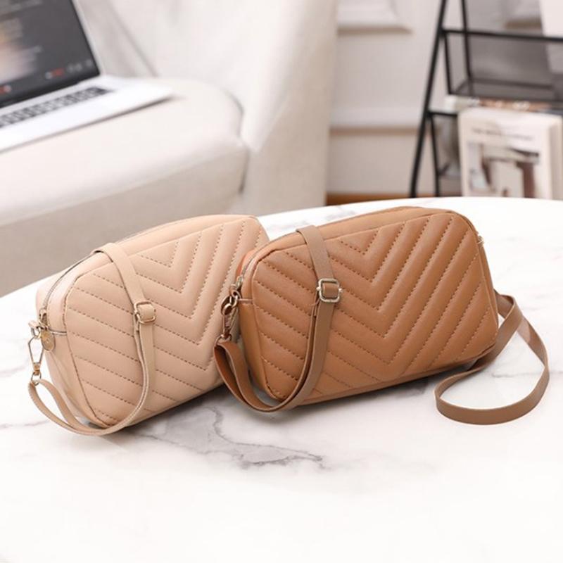 Fashionable And Minimalist Women'S Small Square Bag Pc Material Crossbody Bag Retro Corrugated Shoulder Bag