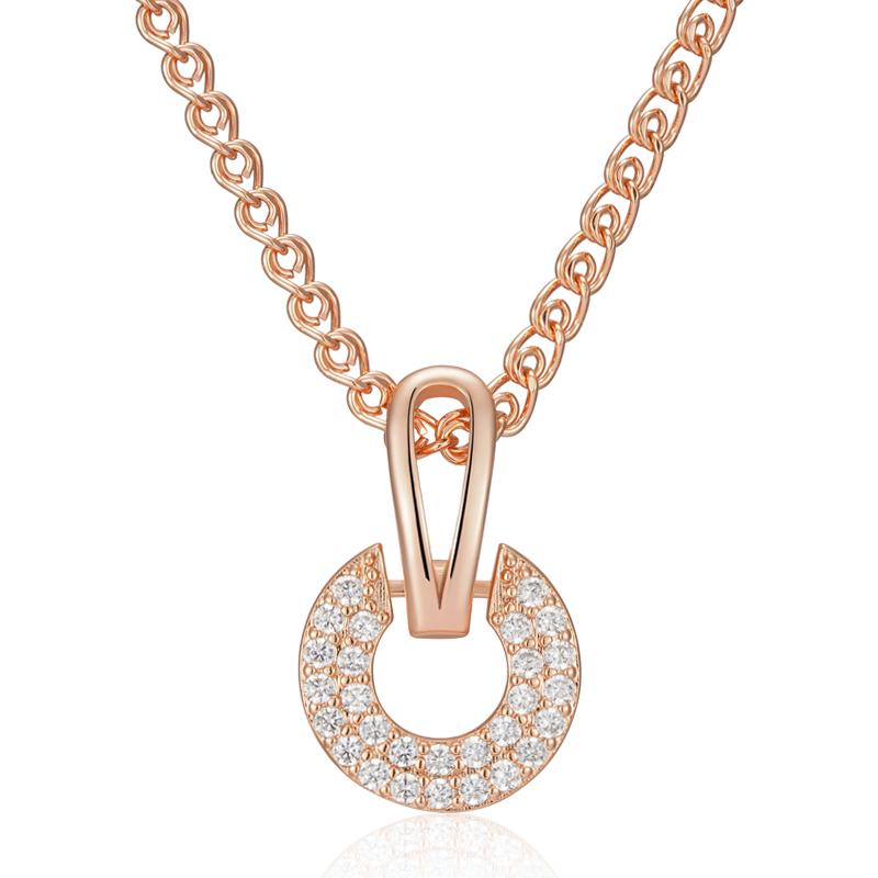 

Luxury Full Shiny Natural Zircon Pendant Necklace For Women Unique Design Rose Gold Color Bride Wedding Jewelry Gift