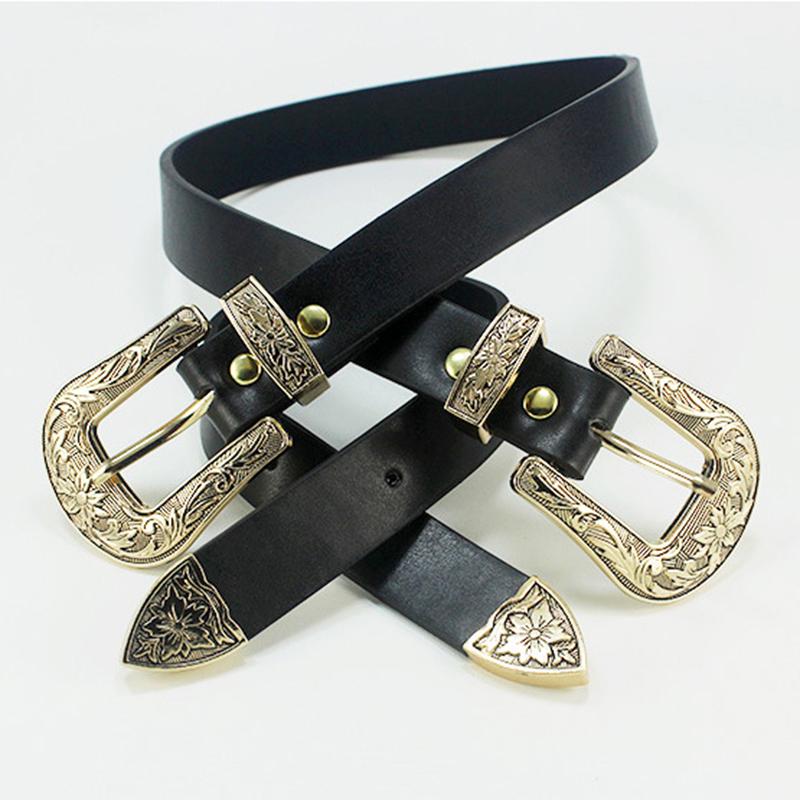 Women Fashion Metal Waistband Waist Style Belt Double Buckle Female Belt Female Style Belt