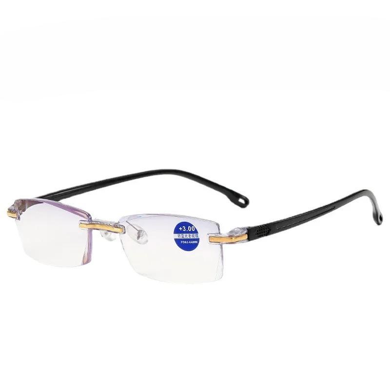 

[+100~~+400] New Anti Blue Ray Reading Glasses Men Women Rimless Cutting Presbyopia Eyewear for Ladies Blue Light Glasses +150 золотой