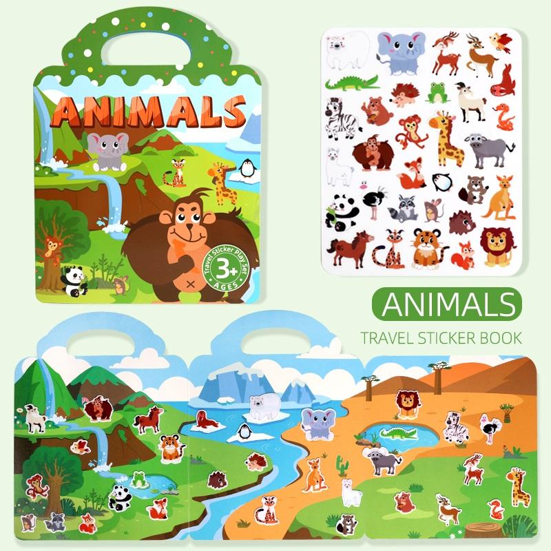 Children's Portable Quiet DIY Reusable Sticker Book Busy Jelly Paste Sticker Multi-scene Bubble Sticker Toys for Fun Learning