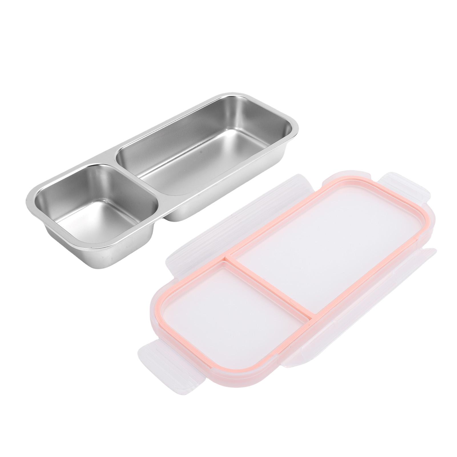 Portable Snack Container 304 Stainless Steel Sealed 2 Compartment Food Storage Container for Travel Camping Picnic