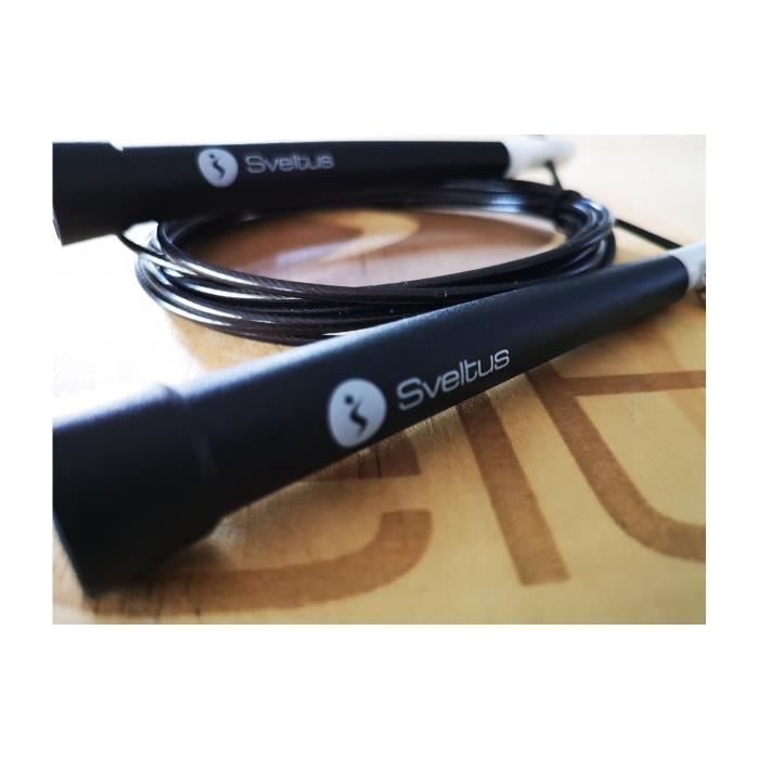 Corde à sauter - SVELTUS - Speed Noir - Ajustable - Ultra légère - Ergonomique