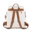 Contrast Color Women Soft Leather Tassel Backpack Simple Outdoor Travel Backpack