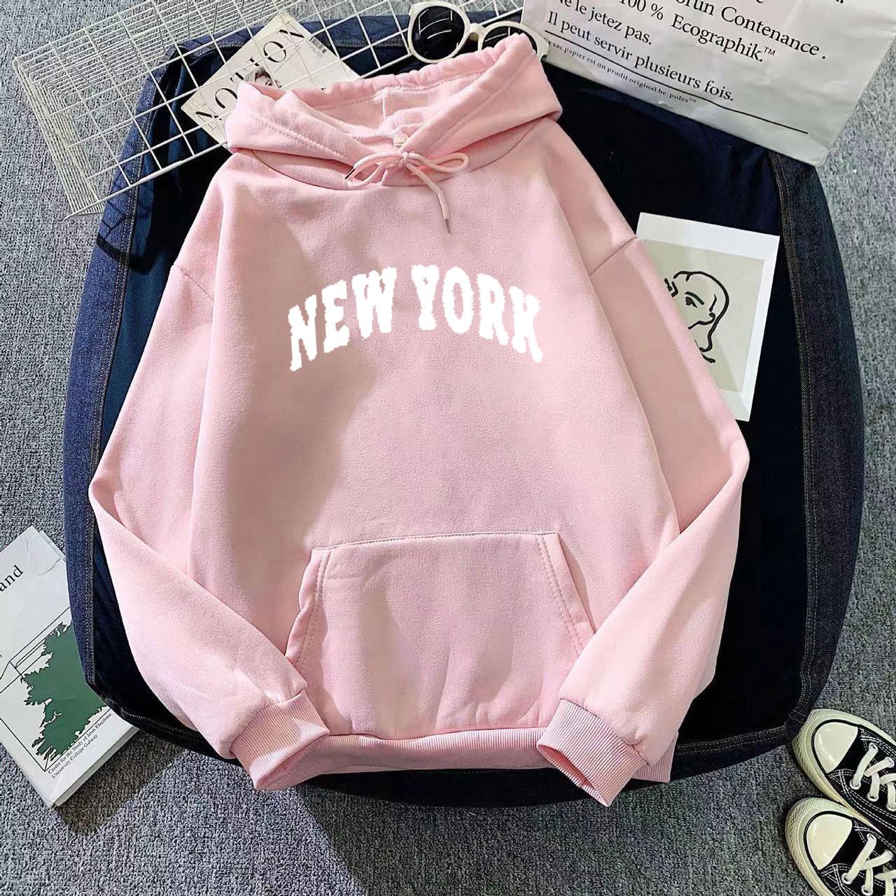 2025 Unisex Street Style Fleece-Lined Pocket Hoodie L темно-розовый