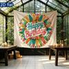 Floral Gifts Surfboard Birthday Banner for Party Decor, Polyester Backdrop for Photo Booth & Wall Art