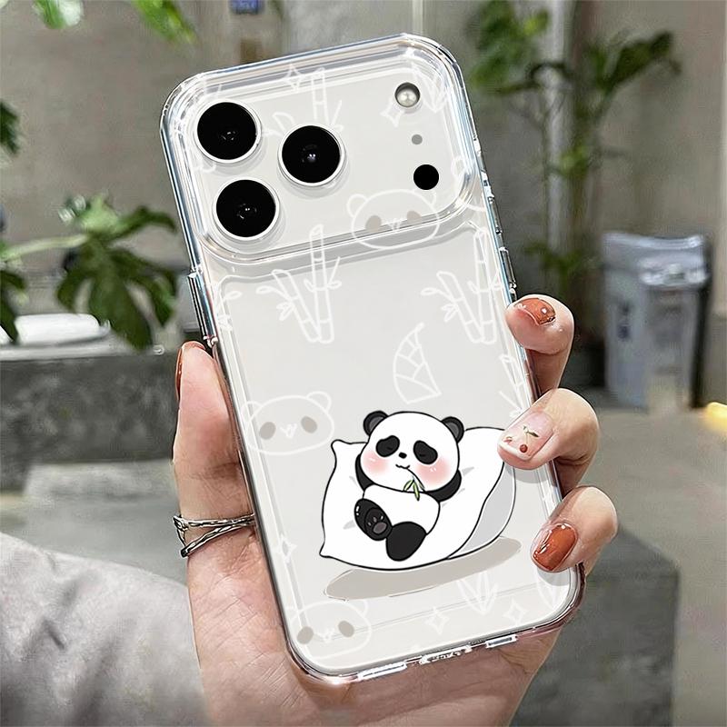 Lovely Baby Panda Pattern Case For iPhone 17 Pro Max Coque iPhone 16 15 14 13 12 Pro Max 11 Clear TPU Silicone Soft Cover