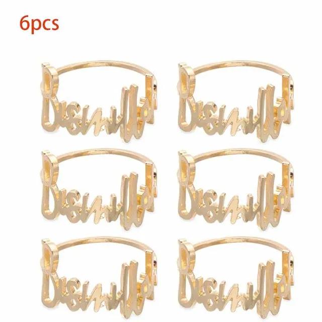 6Pcs New Ramadan Napkin Rings Metal Gold Bismillah Eid Mubarak Table Napkin Holders Ramadan Decoration Eid Party Supplies