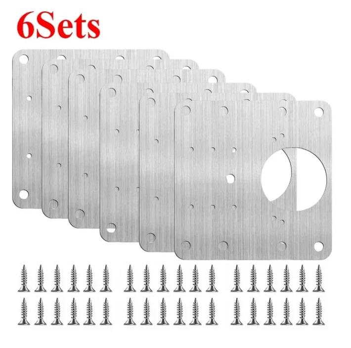 

Stainless Steel Cabinet Hinge Repair Plate Kits (6-30pcs) - Mounting Plate with Holes for Kitchen Cupboard, Furniture Door Reinf