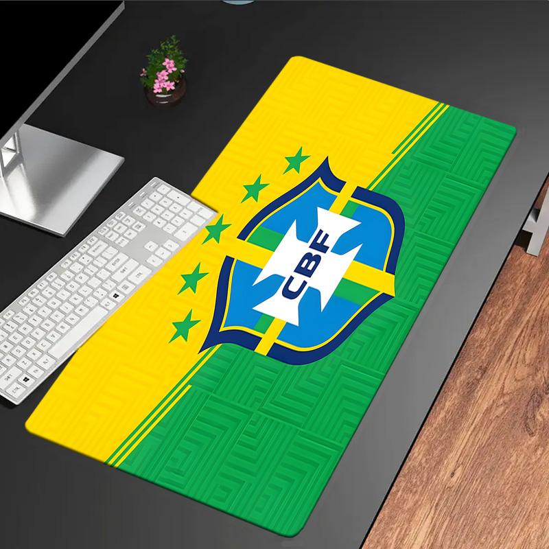 Brazilian Football Federation Emblem mouse pad, rubber base, esports desk mat, mouse pad for gamers and office use, gaming desk , easy to clean mat