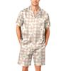 Men's Short Sleeve Pajama Set Button Down Shirt with Notched Collar and Matching Shorts Soft Casual Loungewear Sleepwear S to XXXXL