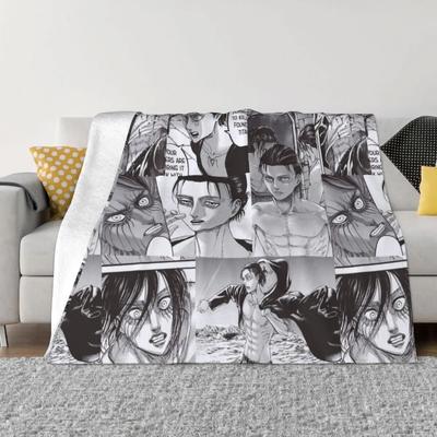Eren Yeager Attack On Titan Blankets Flannel All Season Shingeki No Kyojin Anime Soft Throw Blankets for Home Car Bedspreads